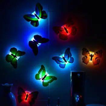 Горещи Продажба на LED Цветни променящи се Пеперуди Светещи Стикери За Стена Нощно Лампа Начало Декор САМ Магнити За Хладилник Вечерни Маса Sticke